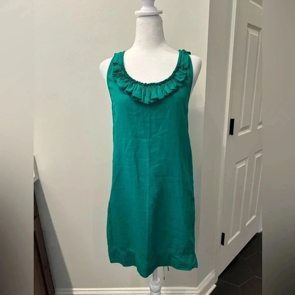 Stella McCartney Green Tank Racerback Ruffle Scoop Neck Mini Dress Sz 40 US 4-6 - Picture 1 of 5